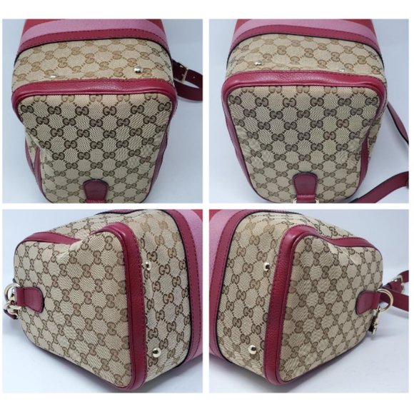 100% Auth Gucci Canvas Vintage Boston Satchel Bag - Picture 12 of 15